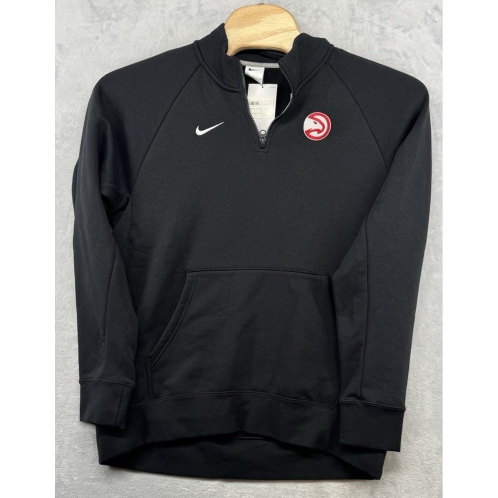 Nike Atlanta Hawks Club 1/4 Zip Pullover Black Sweatshirt Team Issued Mens L NWT